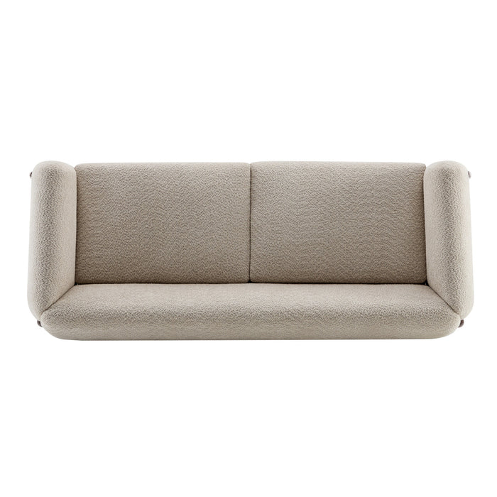 Harold 82.75\" Wood Boucle Sherpa 3-Seater Sofa,Almond Loveseat