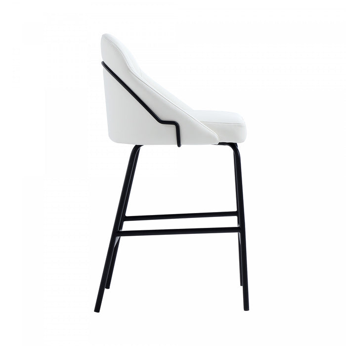 Gracie Modern Metal Upholstered Counter Stool in White and Black - Set of 3