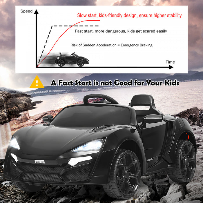 Costway 12v Kids Ride On Car 2.4g Rc Electric Vehicle W/ Lights Mp3 Openable Doors Black