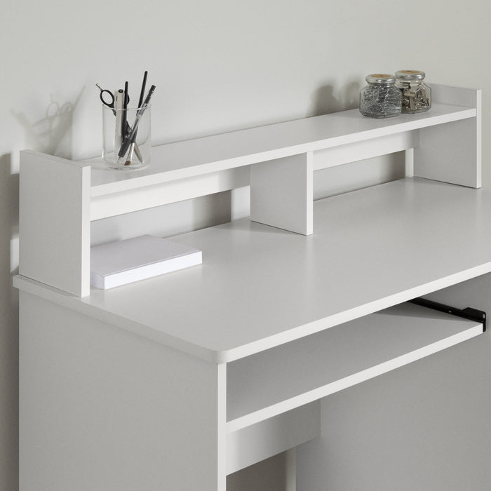 Axess Office Desk with Keyboard Tray and Drawer with USB Port Pure White - South Shore