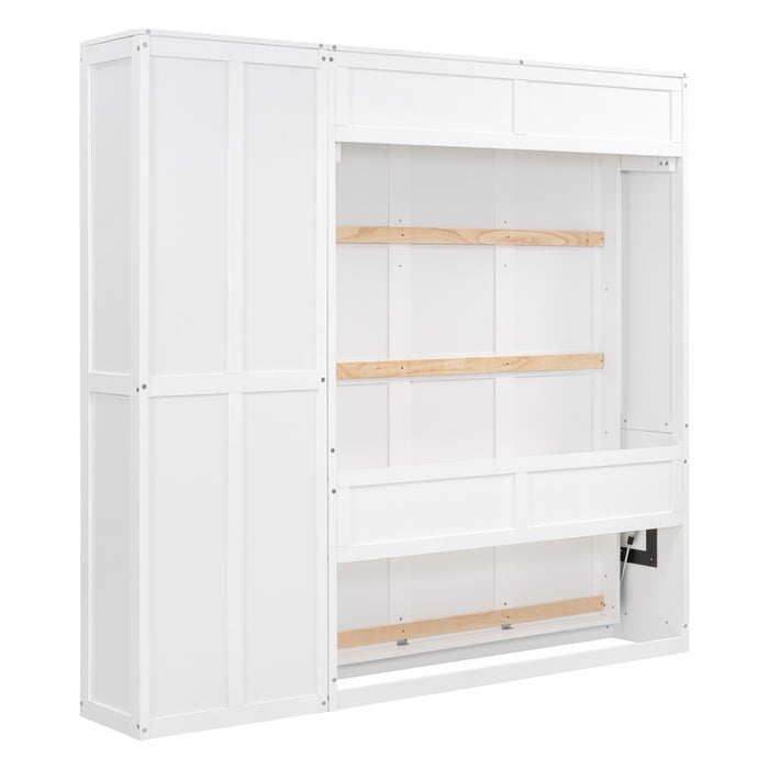 Jocelyn Space-saving Full Murphy Bed With Shelves - White