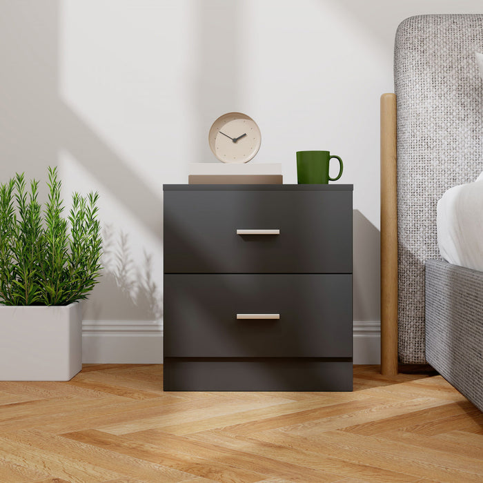 HOMCOM Bedside Table with 2 Drawers, Modern Nightstand for Bedroom, Black