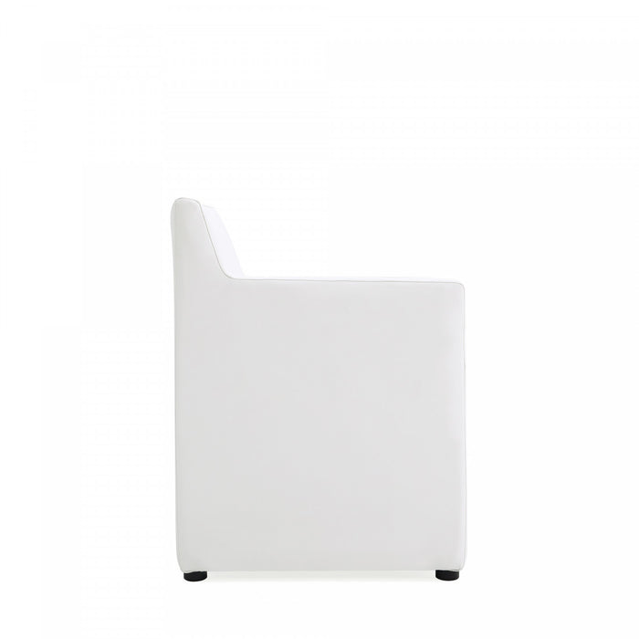 Anna Square Modern Vegan Leather Armchair in White - Set of 2