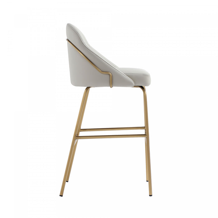 Gracie Modern Metal Upholstered Barstool in Stone Gray and Gold Bar Stool