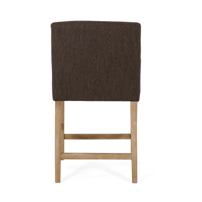 Gabrielle 26\" Seat Height Counter Stool With Upholstered Fabric And Solid Wood Legs,brown