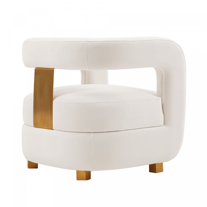 Amirah Modern Velvet Lounge Chair in White - Set of 2