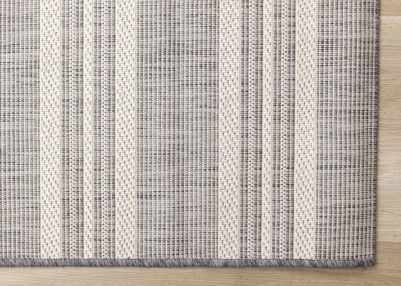 Jackson Cream Taupe Banded Stripes Rug, 5'3\" x 7'7\" Outdoor Area Rug