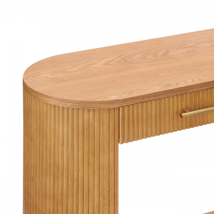 Olivia 47.25“ Modern Sofa Table with Storage and Drawer - Brown