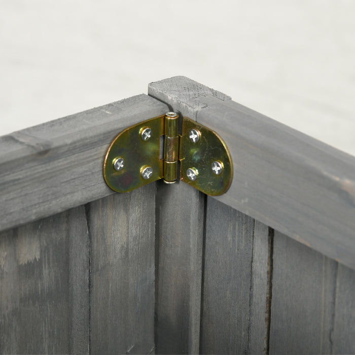 Outsunny 28\" X 12\" Foldable Raised Garden Bed, Elevated Planter Box, Wooden Planting Bed For Backyard, Patio To Grow Vegetables, Herbs, And Flowers, Grey