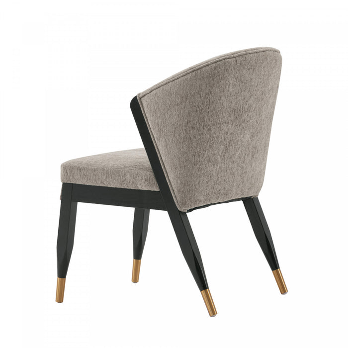 Ola Modern Wood Chenille Dining Chair in Stone - Set of 2