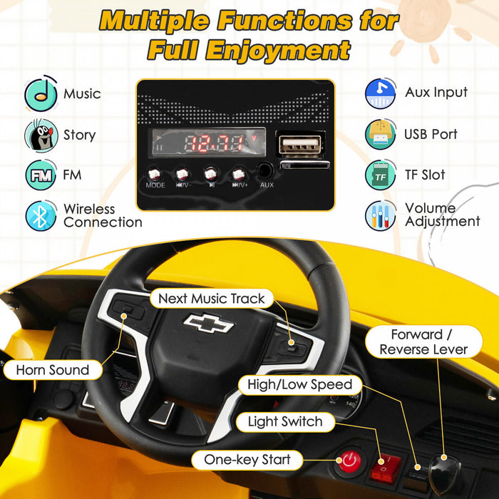 12v Kids Ride On Car Chevrolet Tahoe Electric Truck Suv Remote W/ Light & Music Yellow