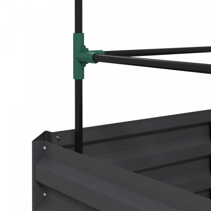 Outsunny Galvanized Raised Garden Bed With 3-tier Trellis Tomato Cage Grey