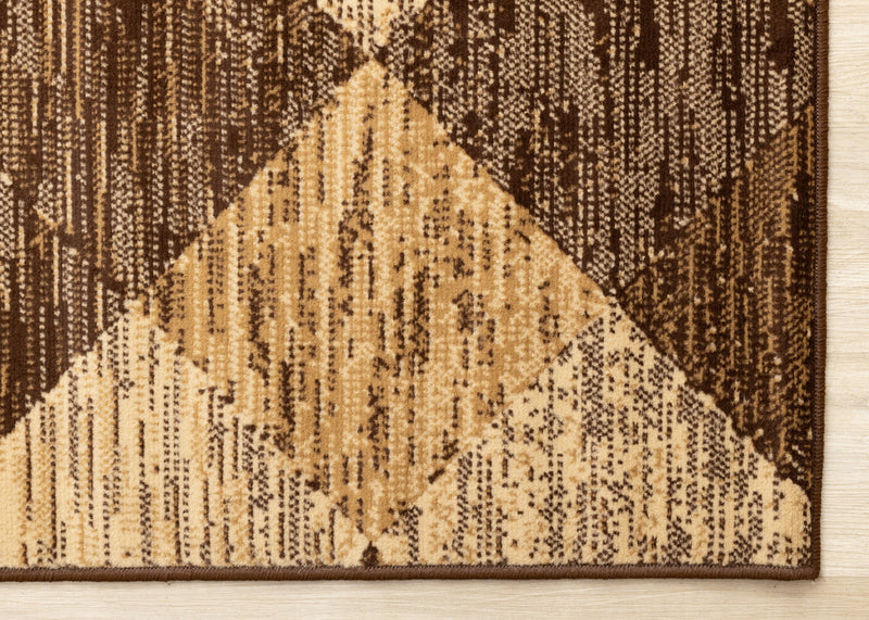 Florence Brown Beige Distressed Diamond Pattern Rug, 7'9\" x 10'6\" Indoor Area Rug
