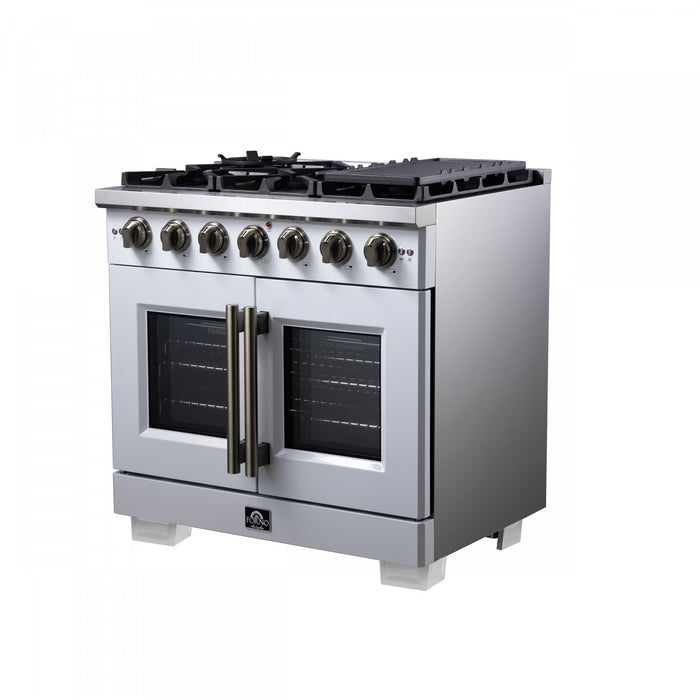 Forno Capriasca 36\" White Gas Range 5.36 cu.ft -FFSGS6460-36WHT