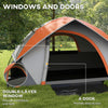 Outsunny 2 Man Camping Tent, 3000mm Waterproof Family Tent, Grey and Orange