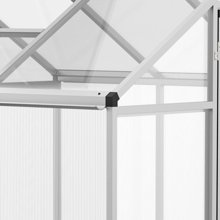 Outsunny 6' X 6' X 6.4' Walk-in Garden Greenhouse Polycarbonate Panels Plants Flower Growth Shed Cold Frame Outdoor Portable Warm House Aluminum Frame