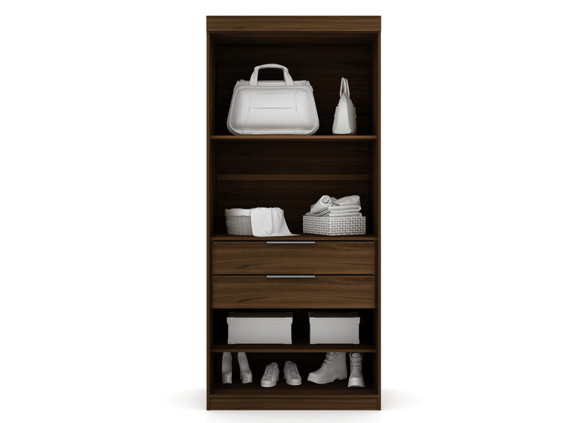 Mulberry Contemporary Modern 36\" Wardrobe Closet in Chestnut Brown - Set of 2