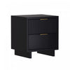 Elara Contemporary 18" Solid Wood Nightstand in Black (2-Drawer) | Table de nuit contemporaine Elara 18" en bois massif noir (2 tiroirs)