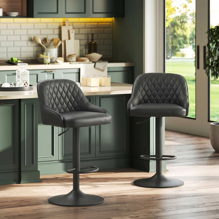 HOMCOM Bar Stools Set of 2 Adjustable Swivel Counter Height Black