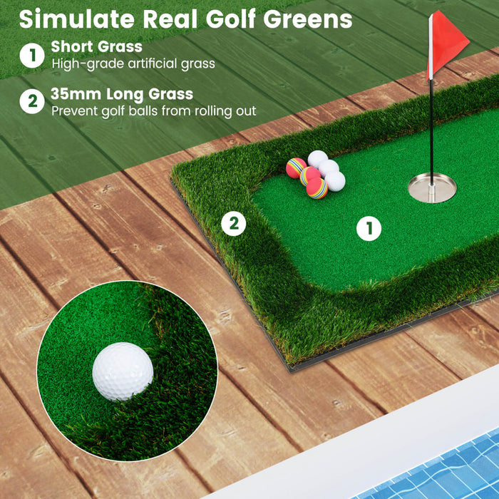 Costway Rectangular Floating Golf Green For Pool Includes Golf Hitting Mat 6 Golf Balls