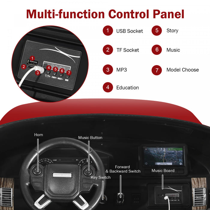 Costway 2*12v 2-seater Licensed Land Rover Kids Ride On Car 4wd W/ Remote Surface Painting Red