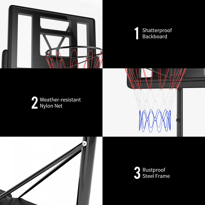 Costway Height Adjustable Portable Basketball Hoop System Shatterproof Backboard Wheels 2 Nets