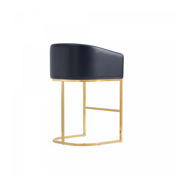 Louvre Mid-Century Modern Metal Upholstered Counter Stool in Black - Set of 2 Bar Stool