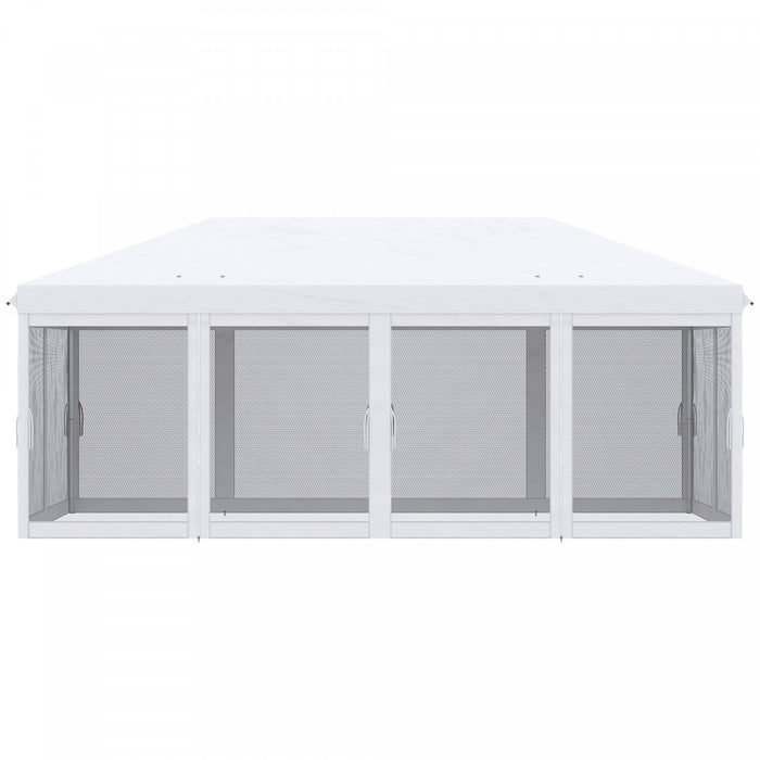 Outsunny 10' X 20' Pop Up Canopy Tent, Instant Canopies With 6 Removable Mesh Sidewalls, Carry Bag - Cream White