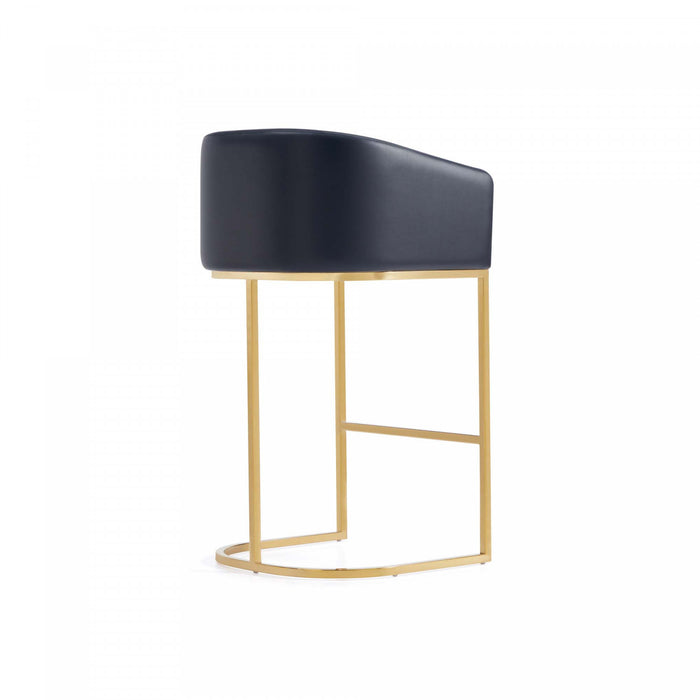 Louvre Mid-Century Modern Metal Upholstered Barstool in Black - Set of 2 Bar Stool