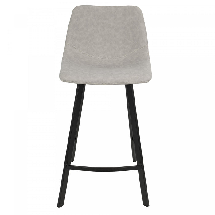 LumiSource Outlaw Grey Faux Leather Industrial Counter-Height Stool - Set of 2