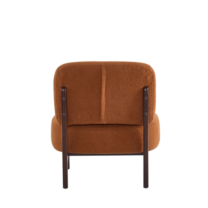 Coco Modern Boucle Lounge Chair with Solid Wood Frame, Orange