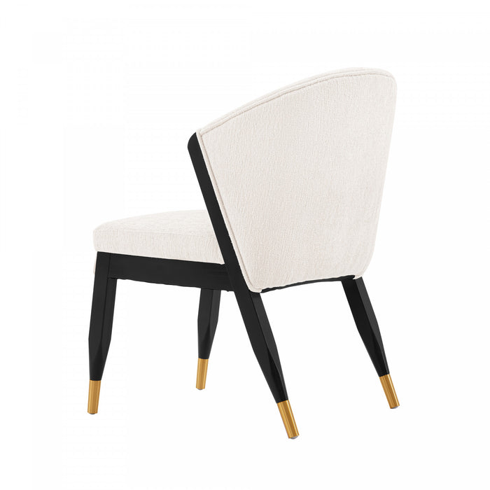 Ola Modern Wood Chenille Dining Chair in Cream - Set of 2