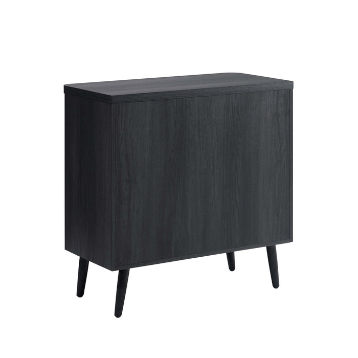 Jodie Mid-Century Modern 31\" Fluted Accent Cabinet in Charcoal Gray