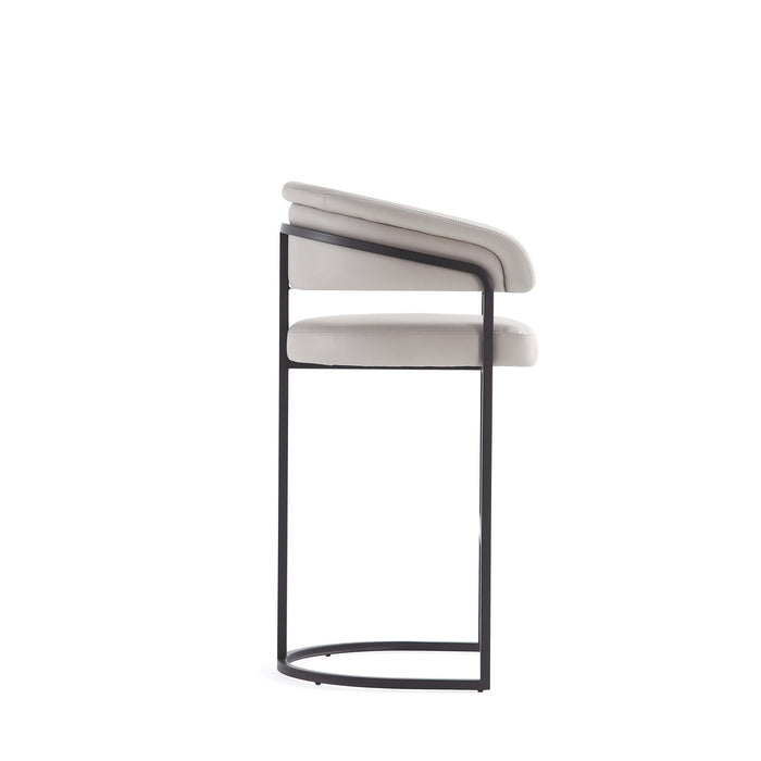 Augusta Modern Metal Upholstered Barstool in Light Gray