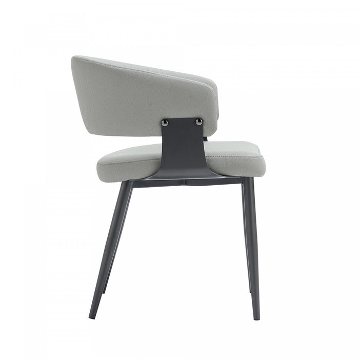 Luce Modern Textured Vegan Leather Metal Dining Chair in Stone Gray - Set of 4