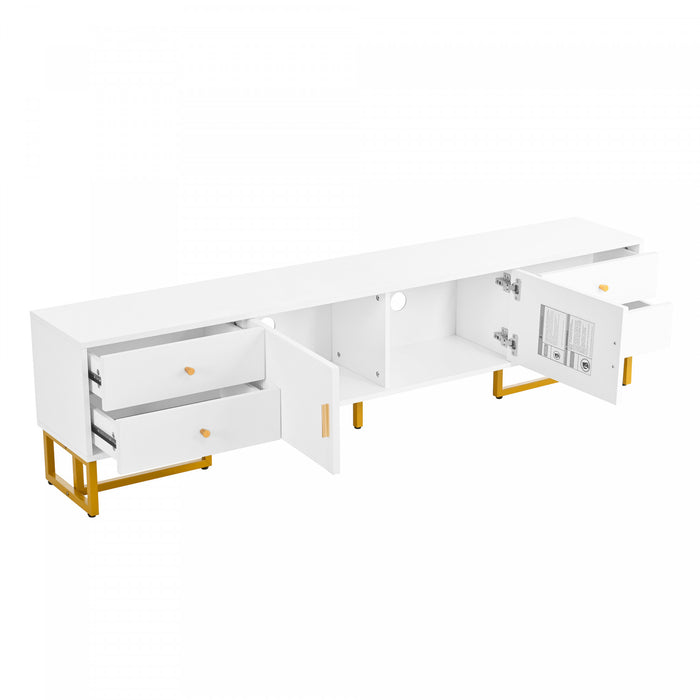 Gavin 68.8\" TV Cabinet with Storage Drawers and Media Organization Function,White Tv Stand