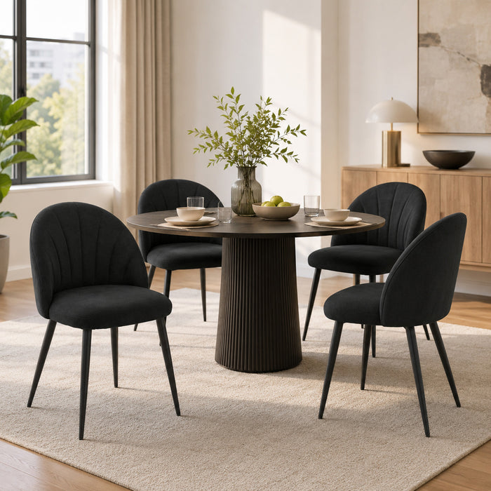 HOMCOM Dining Chairs Set of 4 Kitchen Chairs with Metal Legs Black