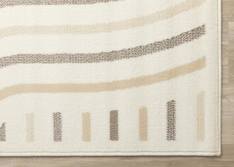 Florence Cream Beige Brown Curved Lines Design Rug, 2'7\" x 4'11\" Indoor Area Rug