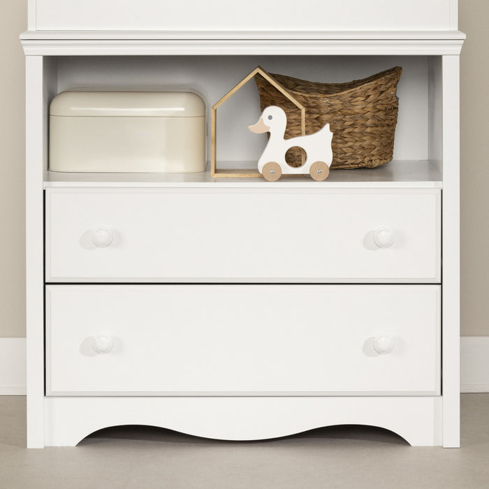 Angel Changing Table With Drawers And Open Storage - Pure White 