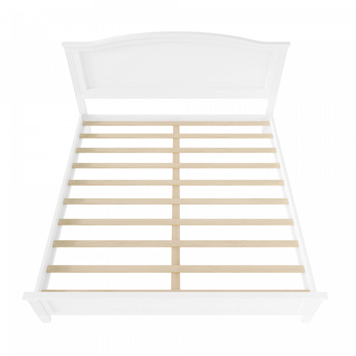 Benson Full Size Solid Wood Platform Bed with Stylish Headboard, White