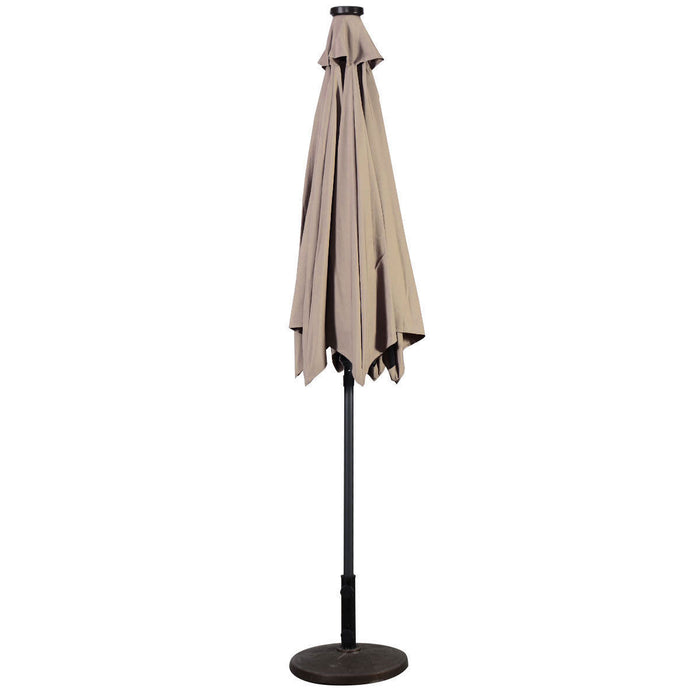 Costway 9FT Patio Solar Umbrella LED Patio Market Steel Tilt W/ Crank Outdoor