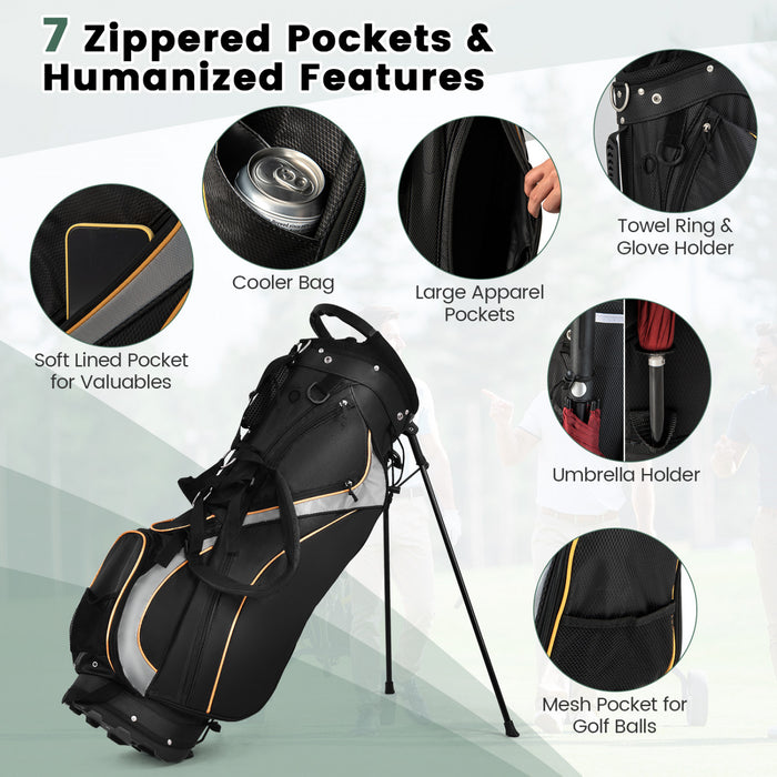 Costway 9\" Golf Stand Bag Club 8 Way Divider Carry Organizer Pockets Storage Black New