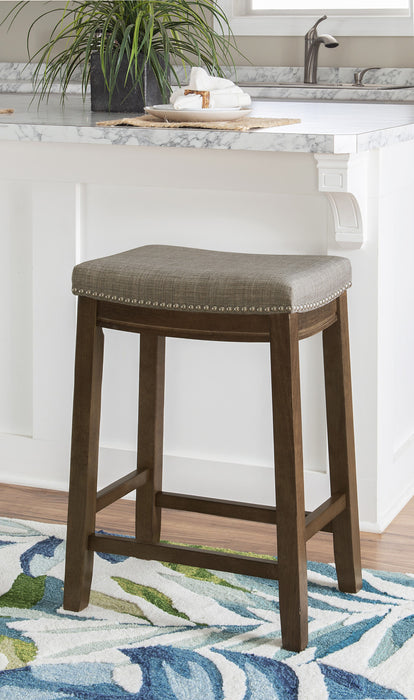Claridge Linen-Look Fabric Backless Saddle Counter-Height Stool - Dark Brown