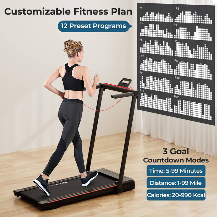 Goplus 3-in-1 Foldable Treadmill With Removable Desk Workstation Remote Control Black