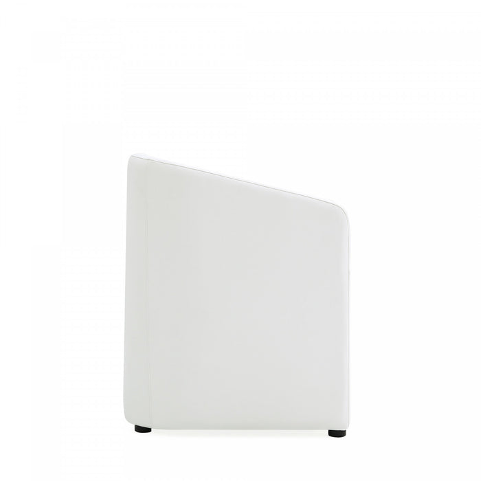 Anna Round Modern Vegan Leather Armchair in White - Set of 2