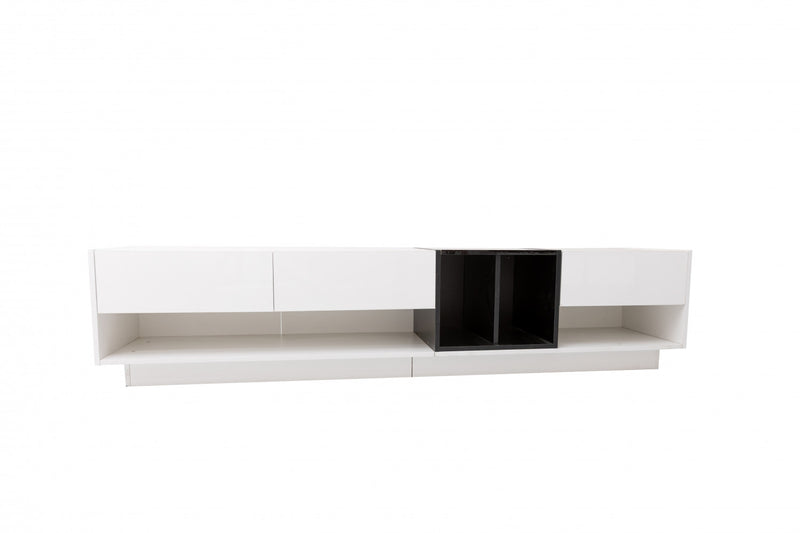 Logan High-Gloss Finish TV Cabinet with Drawers and Storage Compartments,White Tv Stand