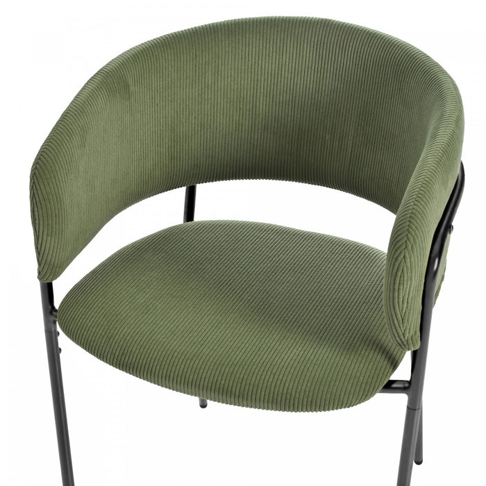 Ethan Set of 2 Modern Corduroy Upholstery Side Chair with Angled Legs and Adjustable Feet,Green Dining Chair