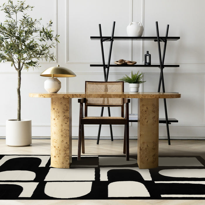 Florence Black White Dynamic Geometric Design, 5'3\" x 7'4\" Indoor Area Rug