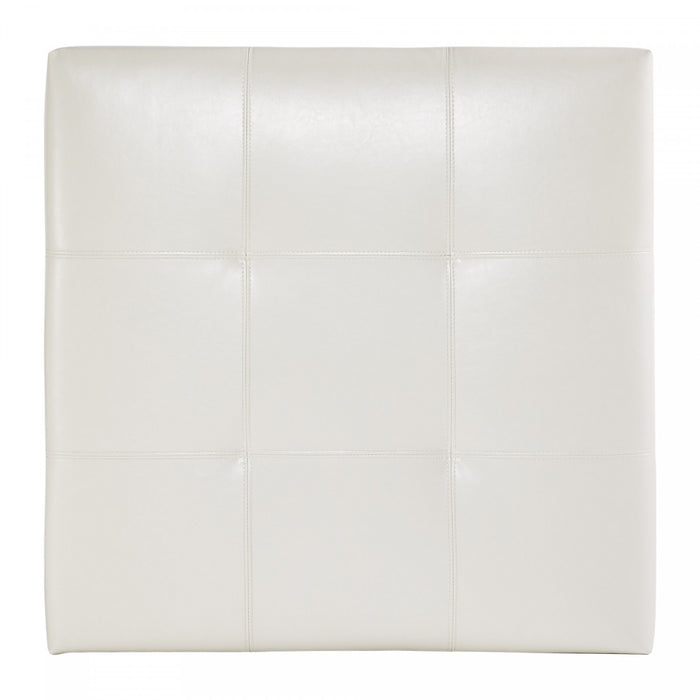 Liam 34.25\" Large Square Faux Leather Ottoman Coffee Table with Storage,Beige