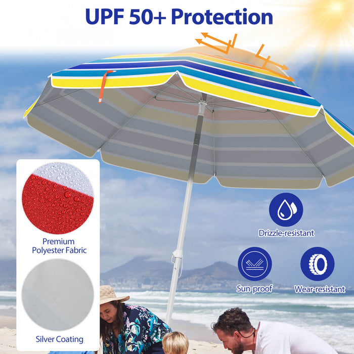 Costway 6.5 FT Patio Beach Umbrella Sun Shade Tilt Aluminum Sports Portable Carry Bag